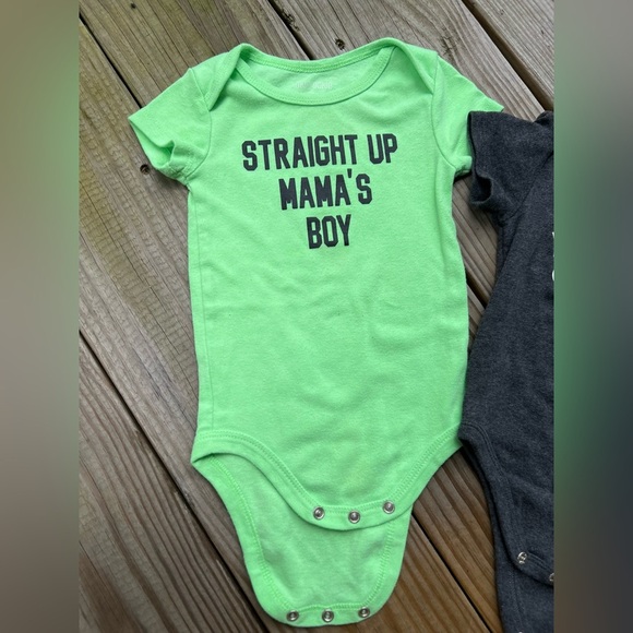 Infant baby toddler Okie Dokie Green and Gray Bodysuits Set 12M - Picture 2 of 5